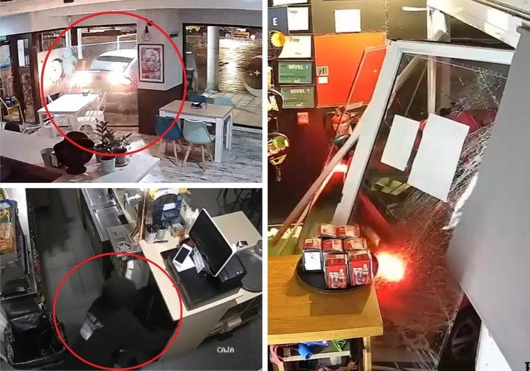 El momento en el que los ladrones alunizan en varios negocios de Asturias.