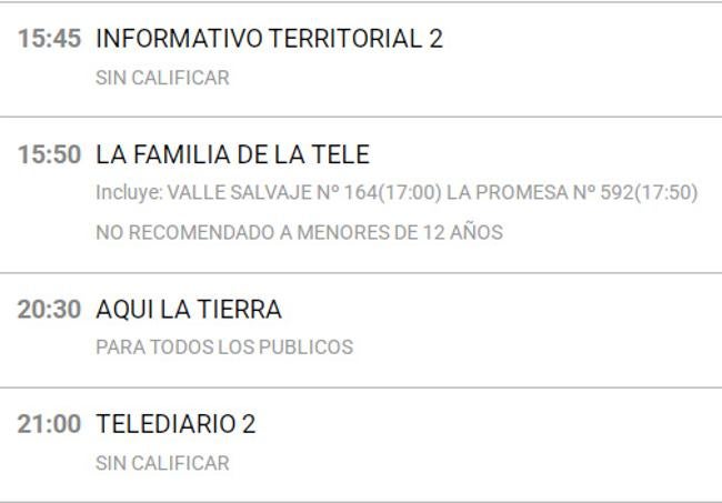 Parte de la parrilla televisiva de La 1 de este lunes.