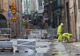Imagen de archivo de las obras de peatonalización en el centro de Oviedo, ya finalizadas.