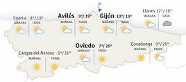 Mapa del tiempo en Asturias.