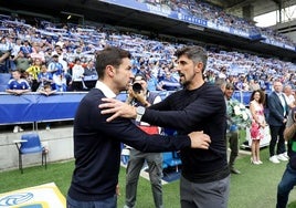 Gabi y Paunovic fueron compañeros en el Atlético y se saludaron muy cariñosamente.