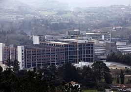 Aspecto de las obras de ampliación del Hospital de Cabueñes, paralizadas.