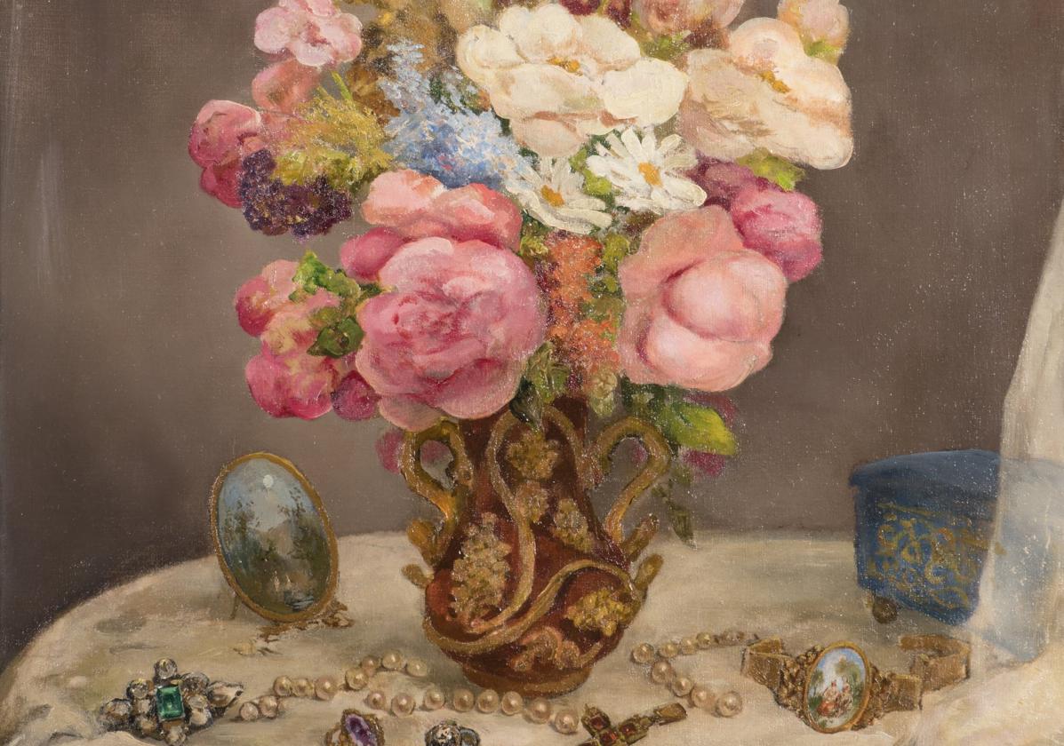 'Florero', óleo sobre lienzo de Evaristo Valle, de una colección particular.