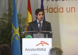 Aditya Mittal, en julio de 2021, en la presentación en Gijón del plan de descarbonización para las factorías asturianas.