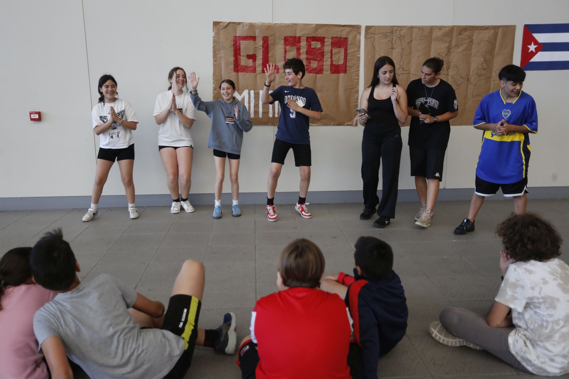 Alumnos de sexto de Primaria del colegio Laviada, este miércoles, en la jornada deportiva que celebraron en el Palacio de los Deportes.