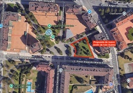La zona delimitada en el plano es donde se ubicarán los nuevos jardines que llevarán el nombre de Iván Suárez.