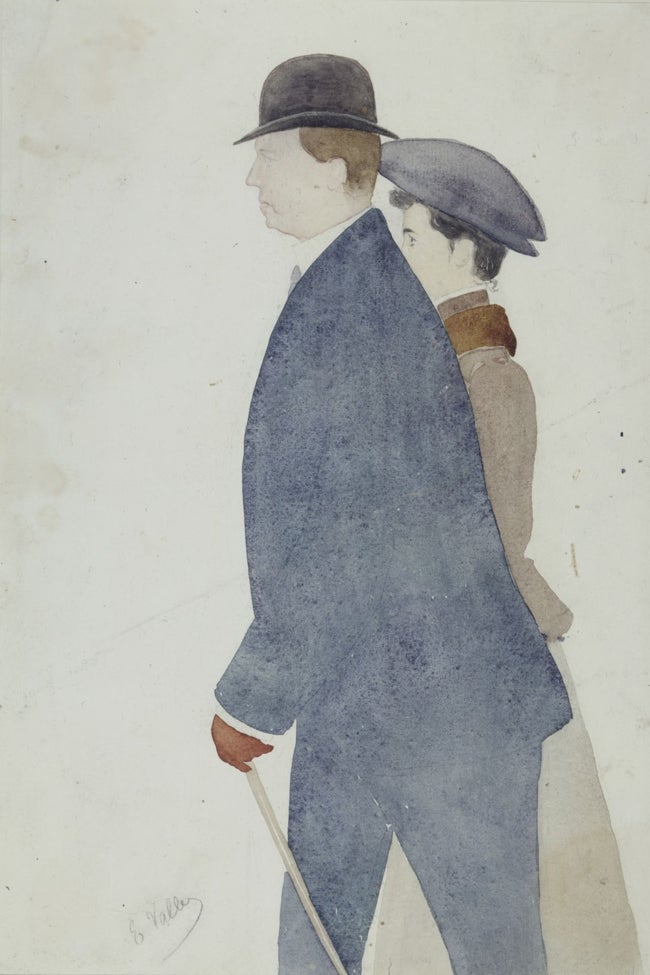 De la serie 'Doce notables gijoneses, pareja', lápiz y acuarela sobre papel, 1907.