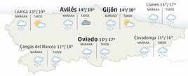 Mapa del tiempo en Asturias.