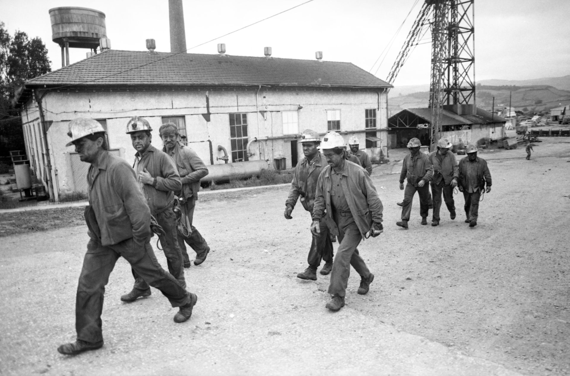 Mineros de la mina La Camocha, Gijón. 1990