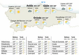 Mapa del tiempo en Asturias.