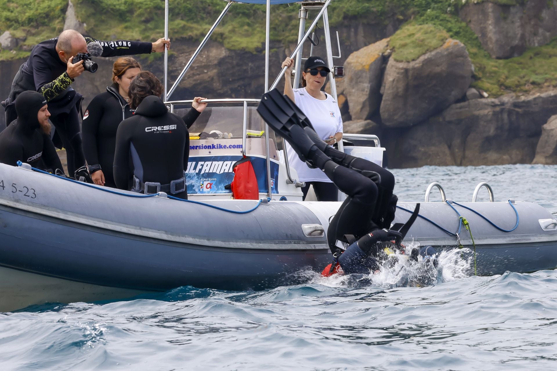 Suelta de 50 crías de tiburón pintarroja al mar en Gijón