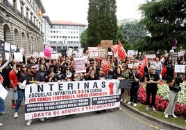 Un momento de la manifestación de las escuelas de 0 a 3 años en Oviedo.