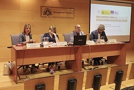 Paz Benito, la alcaldesa Mariví Monteserín, el presidente de la Autoridad Portuaria y el geógrafo de la Universidad de Oviedo, Ícaro Obeso.