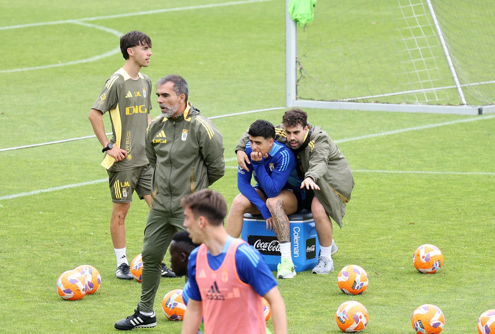 Entrenamiento del Real Oviedo tras el partido en Miranda de Ebro