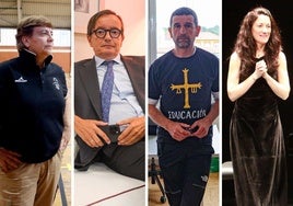 Yolanda Mijares, entrenadora del Club Baloncesto Castrillón; Alfredo Suárez, de la empresa Asturmandi; Rubén Velasco, director del colegio San Cristóbal; y la pianista Noelia Fernández Rodiles.