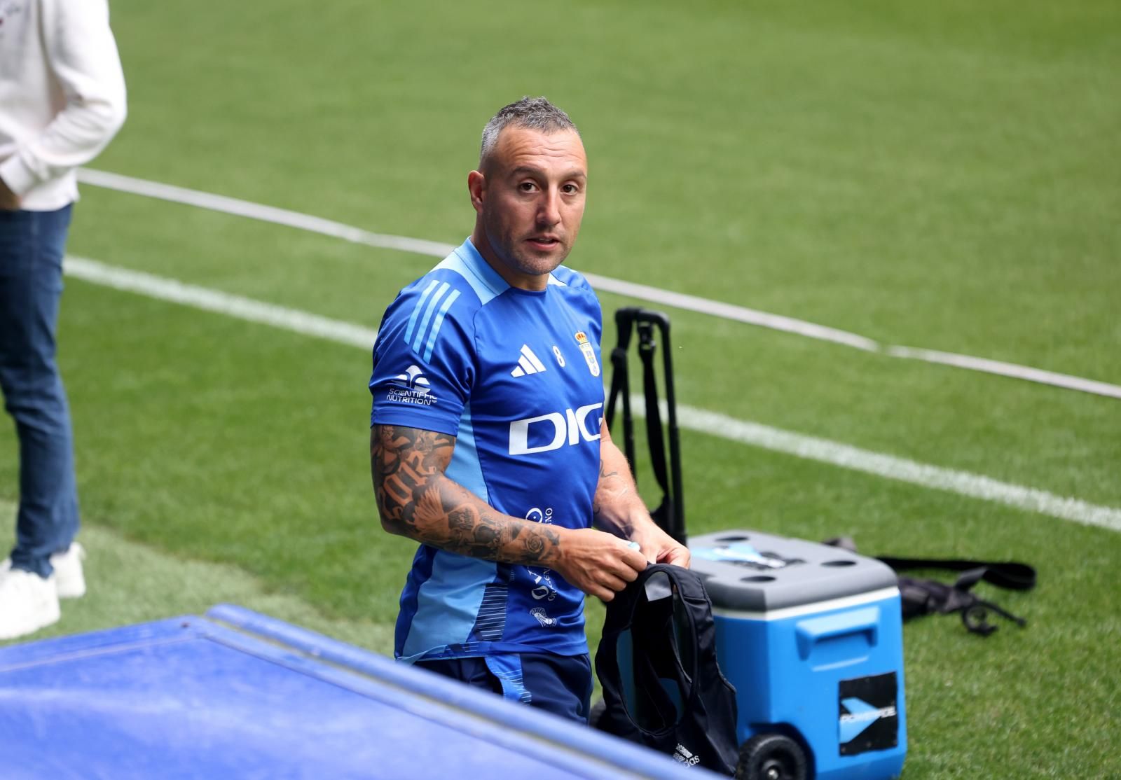 Cazorla, en un entrenamiento con el Real Oviedo.
