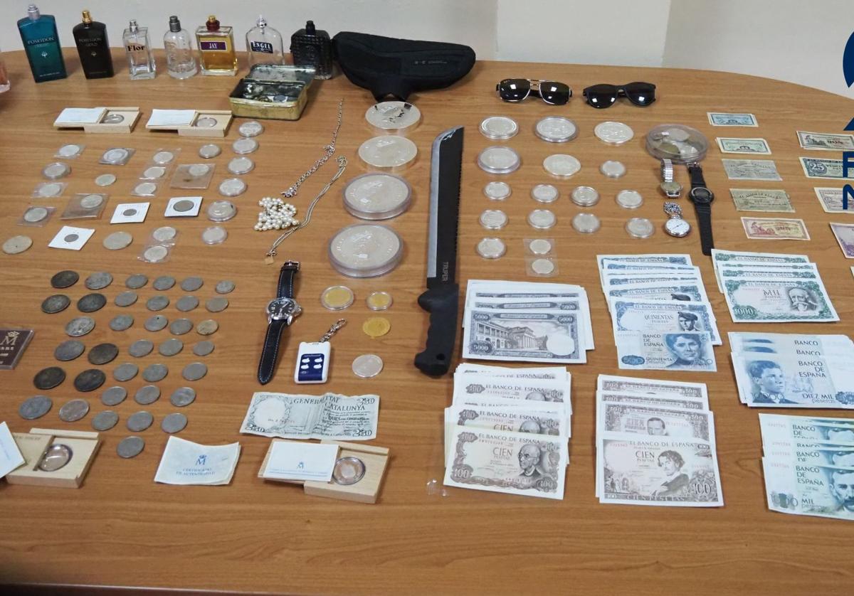 Material robado que incautó la Policía.