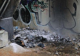 Restos del incendio en el que falleció el hombre.