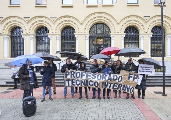 Profesorado técnico de FP durante las protestas que protagonizaron en 2023.