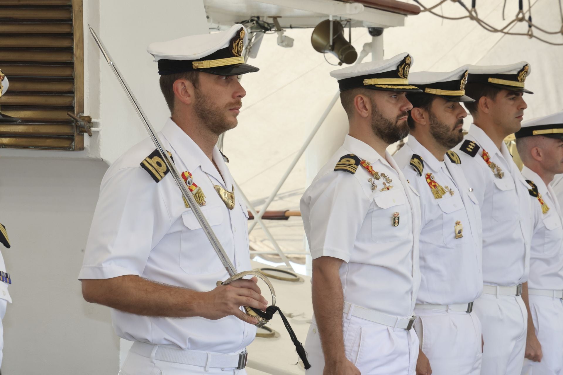 Margarita Robles, a bordo del &#039;Juan Sebastián de Elcano&#039; en Gijón