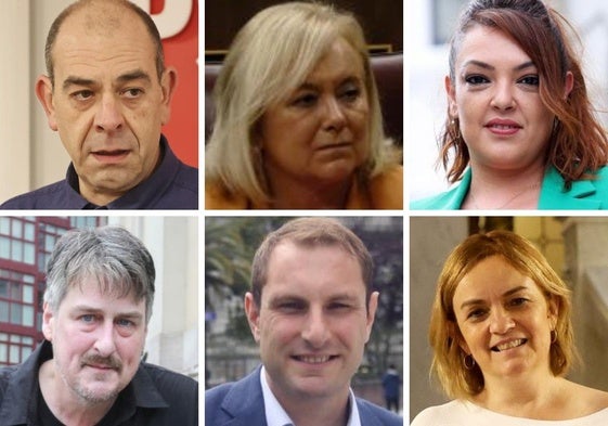 Luis Ramón Huerga (PSOE), Mercedes Fernández (PP), Carolina López (Vox), Xabel Vegas (IU-Convocatoria por Asturies), Adrián Pumares (Foro) y Covadonga Tomé (Somos).