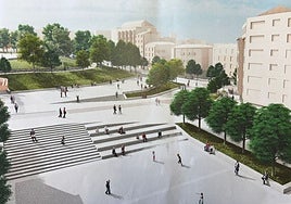 Infografía de la nueva plaza de El Campillín, que tendrá un aparcamiento subterráneo.