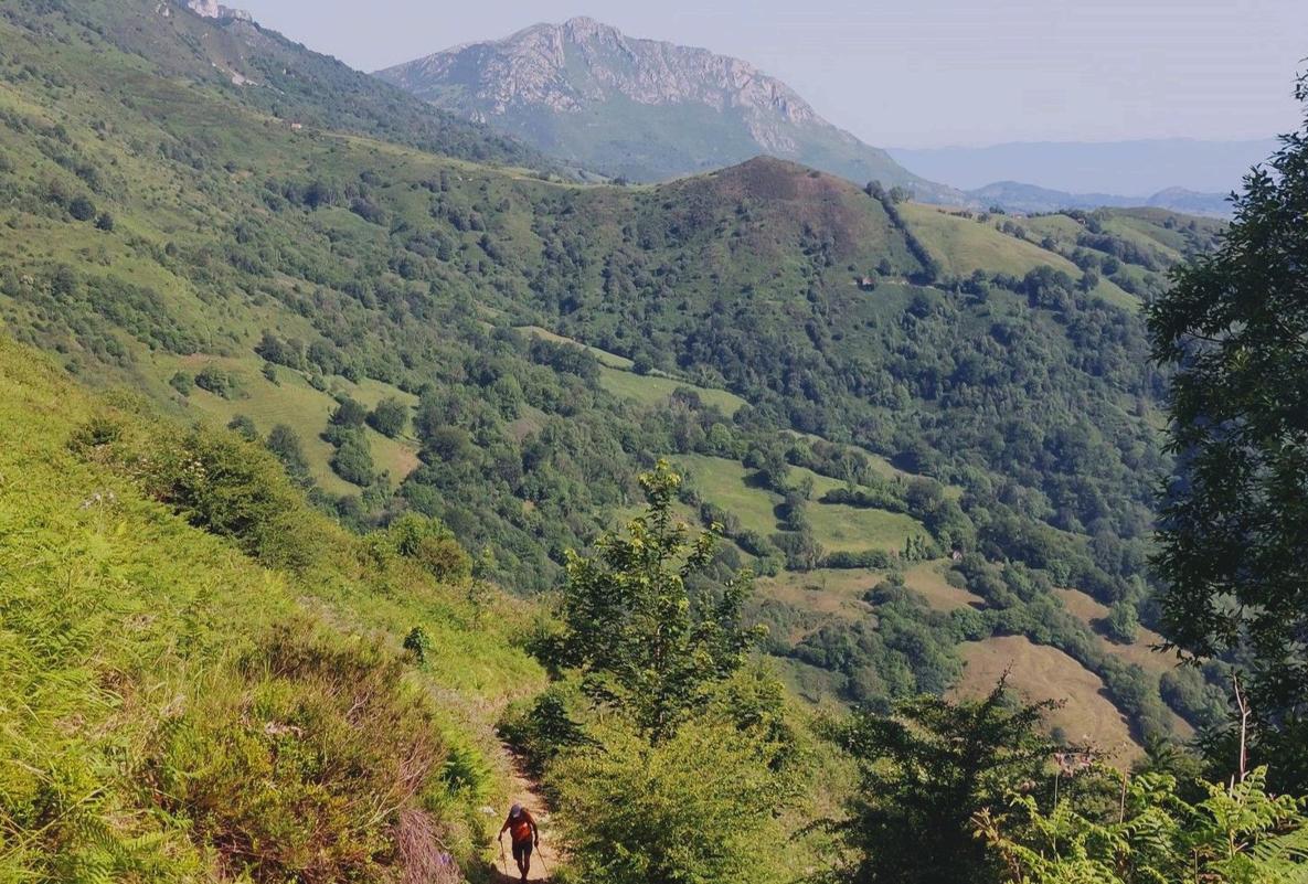 Imagen principal - Sendero de subida,, con la Mostayal a la espalda/ restos de la mina de Rioseco/ laguna al pie del Pico Santiago.