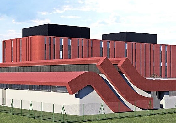 Infografía de la nueva fase de construcción de la Escuela de Arte en la margen derecha de la ría.