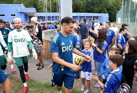 Entrenamiento del Real Oviedo esta mañana.