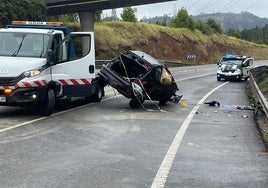 Estado en el que quedó el coche siniestrado.