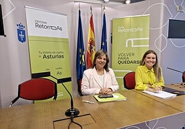 Gimena Llamedo y Olaya Romano, durante la presentación del plan.