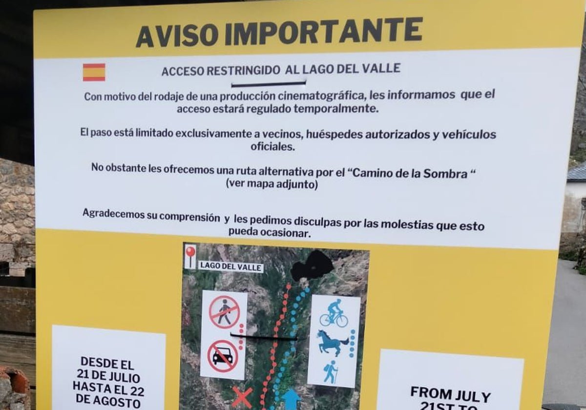 El cartel que advierte de los cortes.