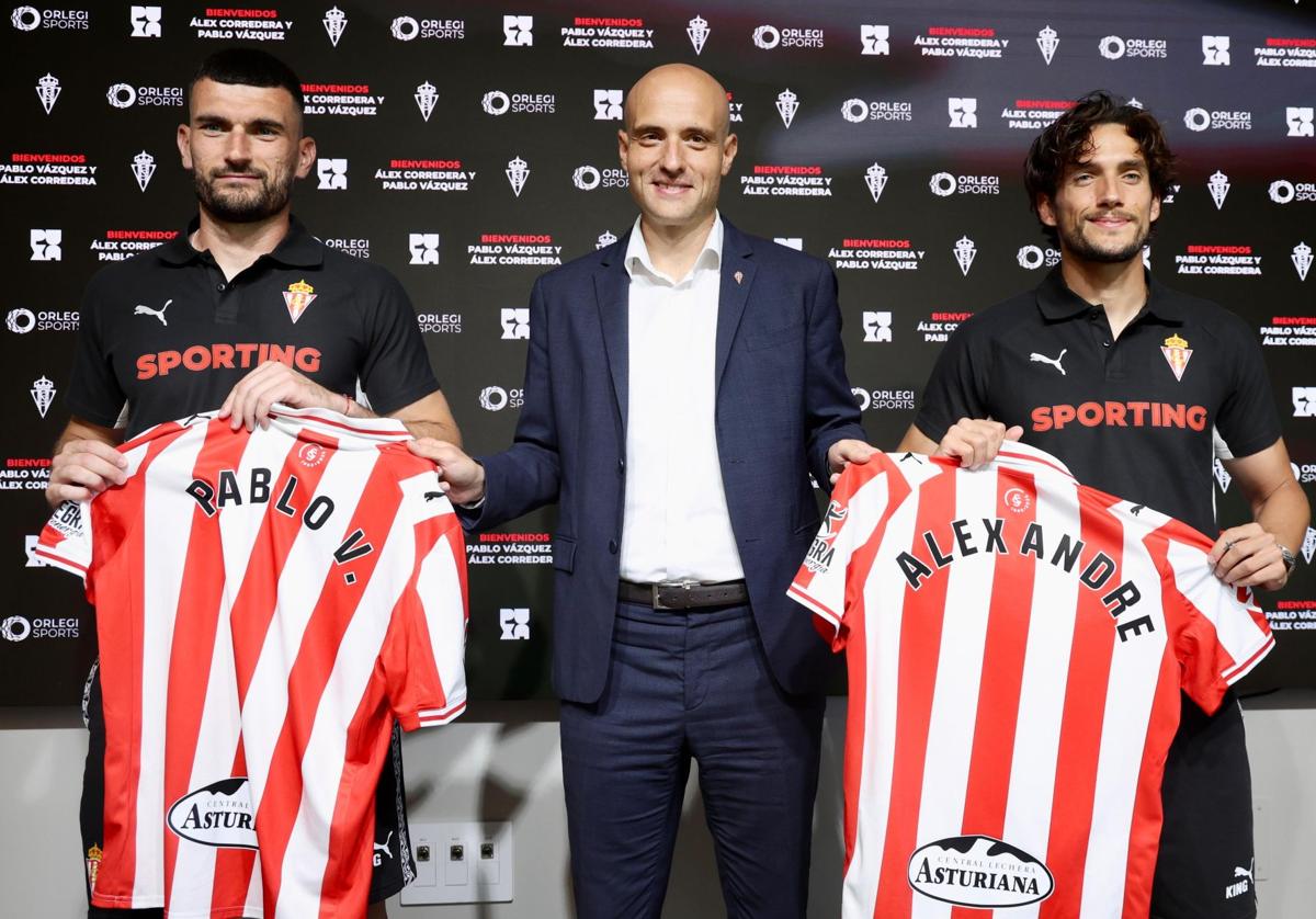 Pablo Vázquez, David Guerra y Álex Corredera, en la presentación.