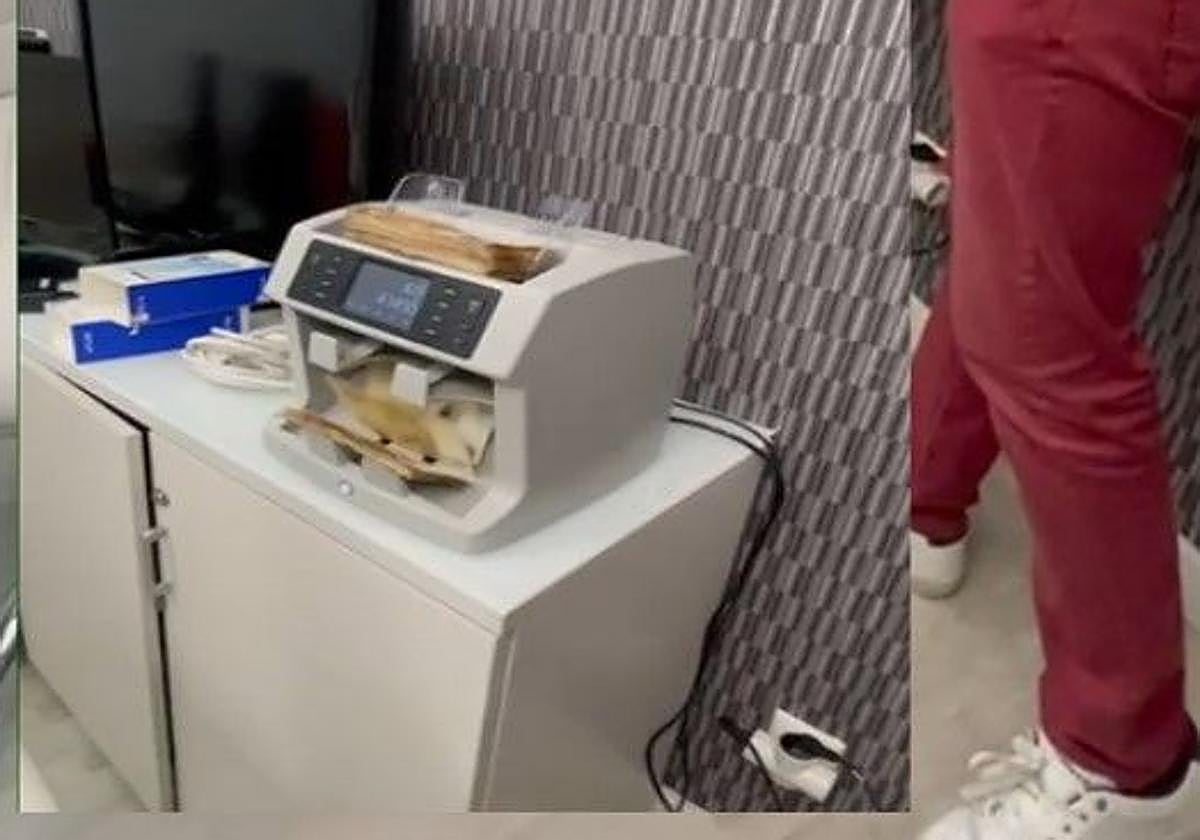 Dinero requisado de la organización criminal.