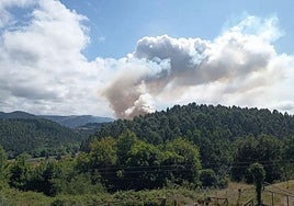 La columna de humo es visible desde varios puntos de Castrillón.