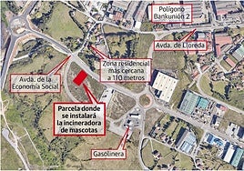 Vista aérea del emplazamiento de la incineradora de mascotas.