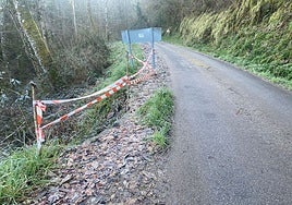 Tramo de la carretera Miravalles, en Villaviciosa