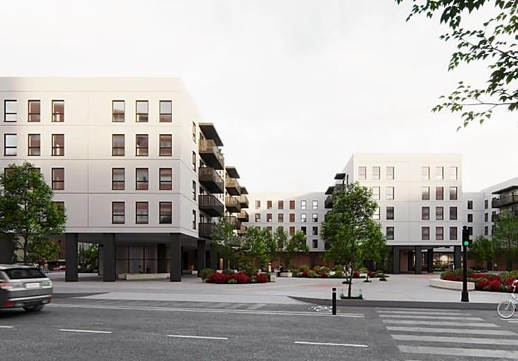 Aspecto que presentará uno de los tres cuerpos del edificio, visto desde Manuel Llaneza.