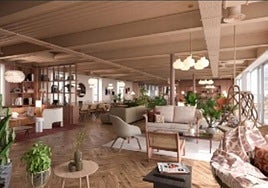 Diseño de la zona común del futuro hotel Palacio.