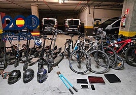 Material robado que incautó la Policía.