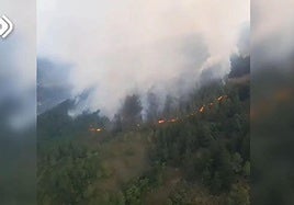 Incendio originado en San Antolín de Ibias y que afecta a varios pueblos del concejo.