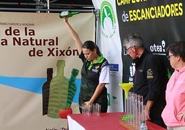 La primera participante pudo escanciar antes de que se cancelase.