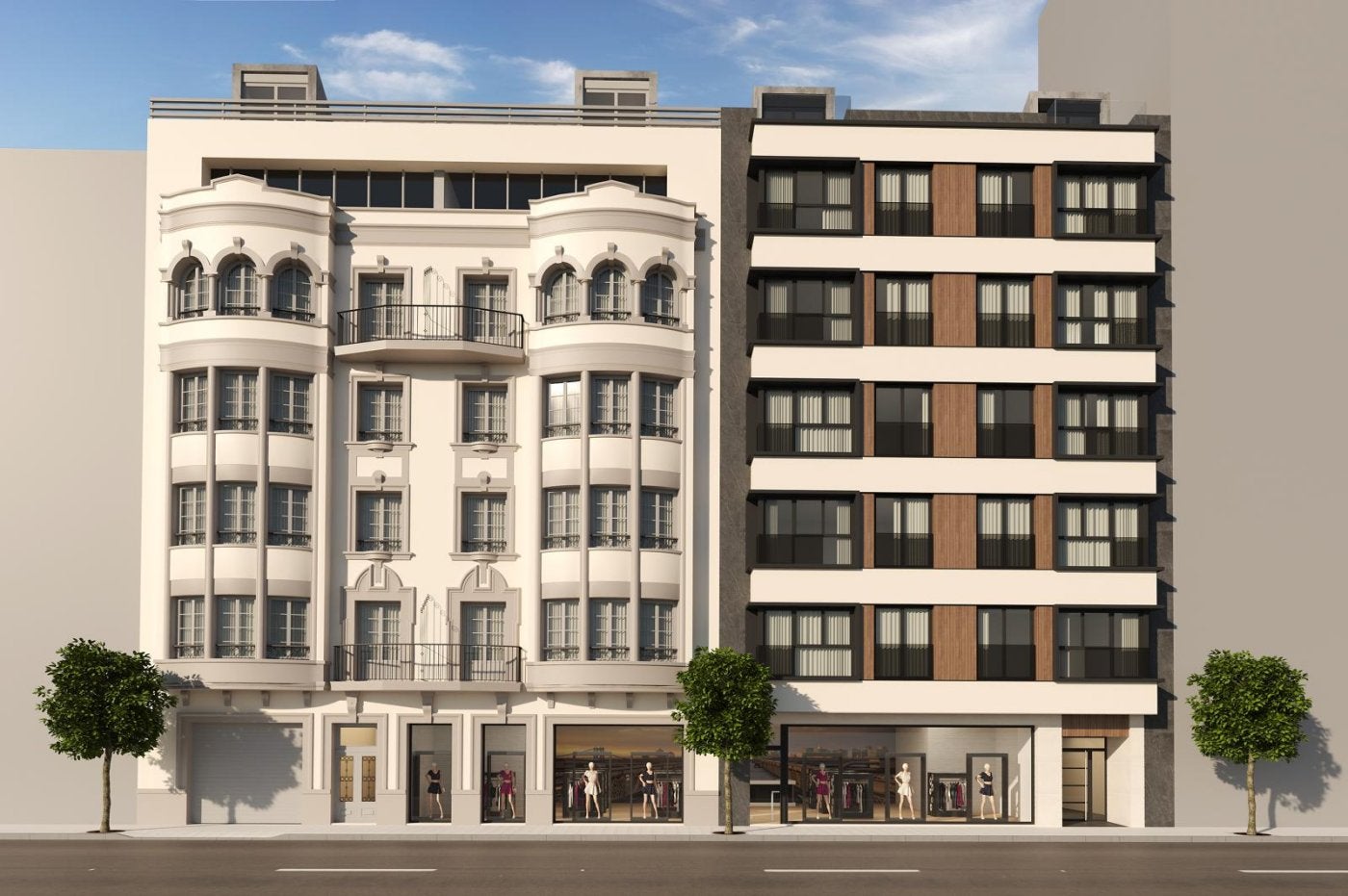 Recreación de la nueva promoción residencial que abarca dos edificios de Manuel Llaneza, los números 69 y 71.