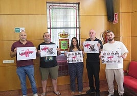 El concejal Juan Pola, Jacobo Raboso (La Gueta), la edil Paula Riobello, Alberto Prendes (Mira2) y Guillermo Corujo (Why Not), en la presentación en Candás.