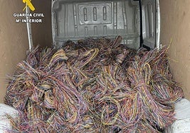Cable de cobre recuperado por la Guardia Civil en la última actuación realizada en Asturias.