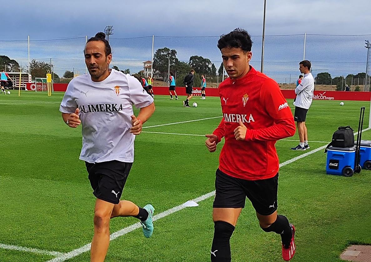 Nacho Martín, durante el entrenamiento de este miércoles en Mareo.