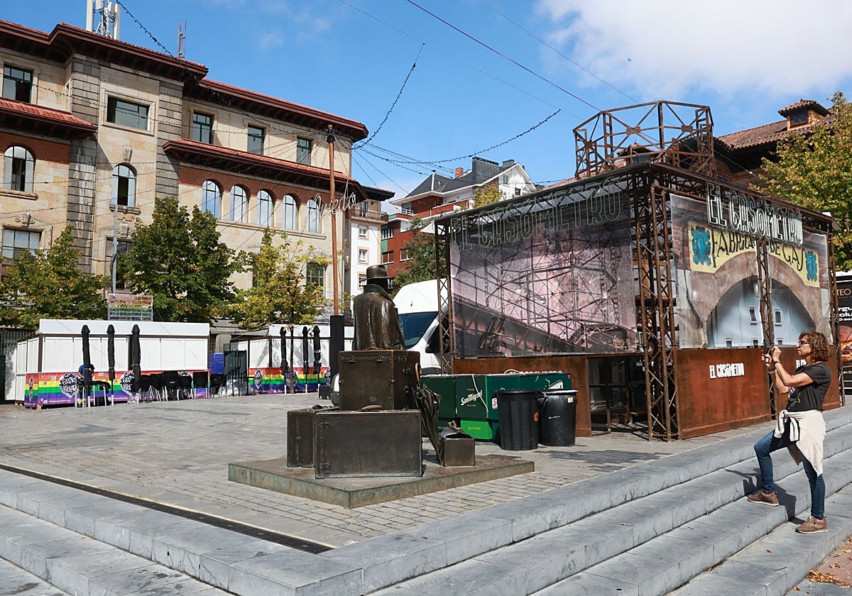 Las casetas ya preparadas en Porlier.