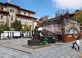 Las casetas ya preparadas en Porlier.