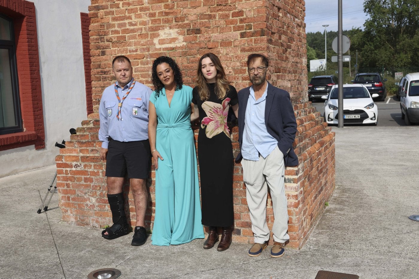 Ángel Jiménez, Beatriz Fraga, Paula Expósito y Adolfo Flórez, antes de recibir sus galardones en El Llar.