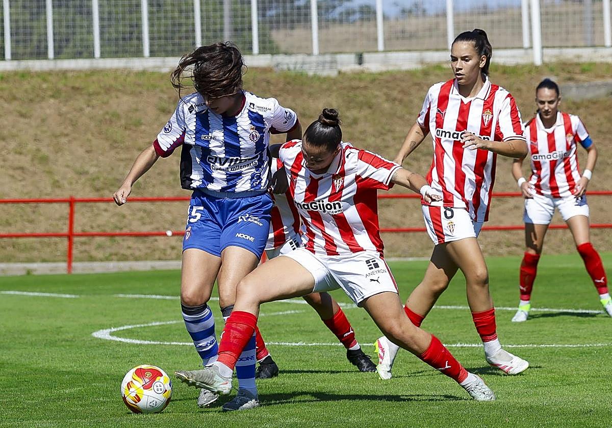 El partido entre Sporting y Avilés en Mareo fue intenso.